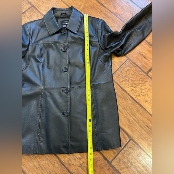 Nice! East 5th genuine leather black coat jacket women’s large button down - Picture 11 of 16